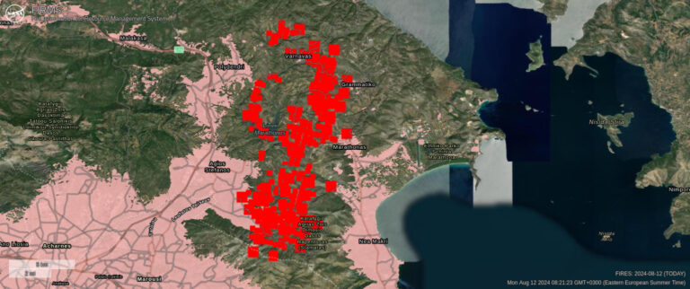 Φωτιά στην ΒΑ Αττική:  Πύρινο μέτωπο 30 χιλιομέτρων – Σοκάρει ο χάρτης της NASA